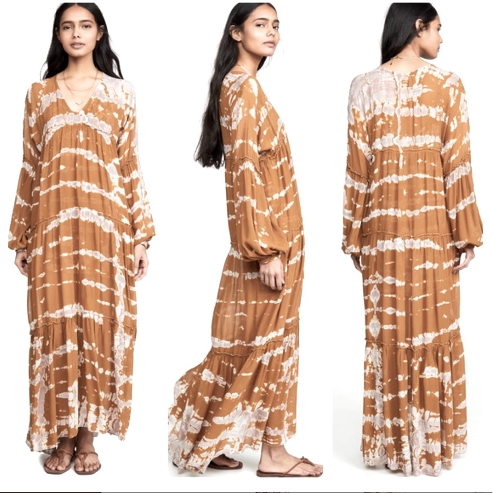 Young Fabulous & Broke Sweet Fig Ladder Wash Bohemian Tie Dye Maxi Dress